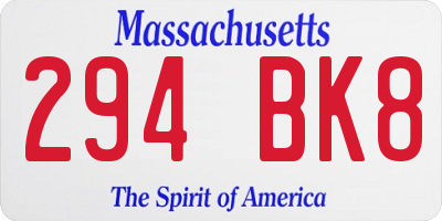 MA license plate 294BK8