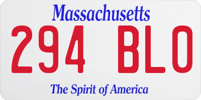 MA license plate 294BL0