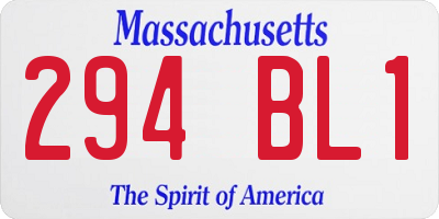 MA license plate 294BL1