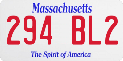 MA license plate 294BL2