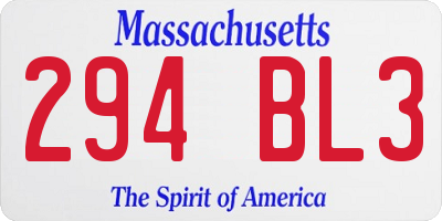 MA license plate 294BL3