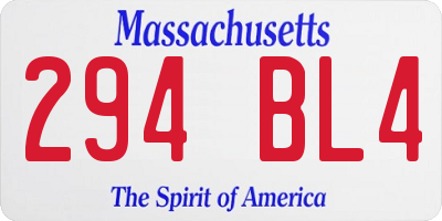 MA license plate 294BL4