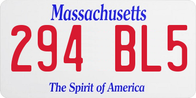 MA license plate 294BL5