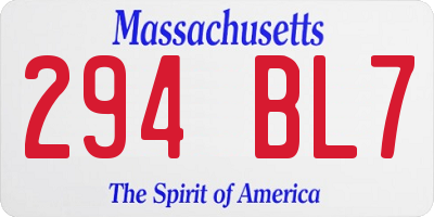 MA license plate 294BL7