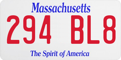 MA license plate 294BL8