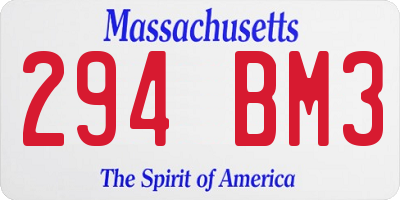 MA license plate 294BM3