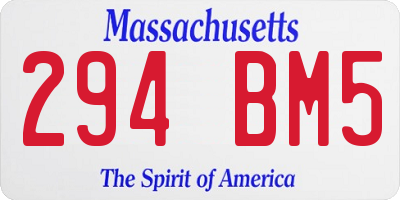 MA license plate 294BM5