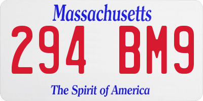 MA license plate 294BM9