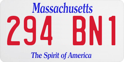 MA license plate 294BN1