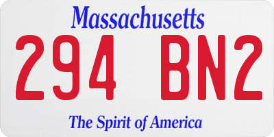 MA license plate 294BN2