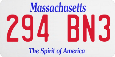 MA license plate 294BN3