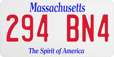 MA license plate 294BN4