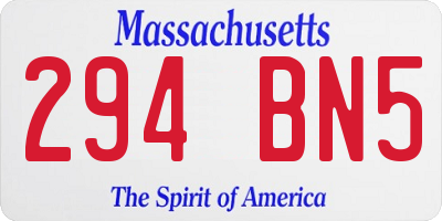 MA license plate 294BN5