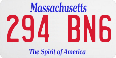 MA license plate 294BN6