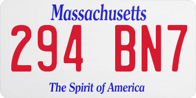 MA license plate 294BN7