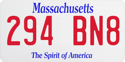 MA license plate 294BN8