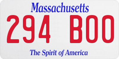 MA license plate 294BO0