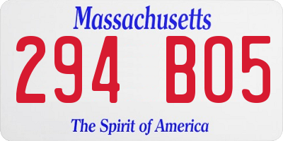 MA license plate 294BO5