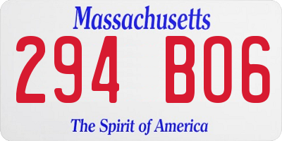MA license plate 294BO6