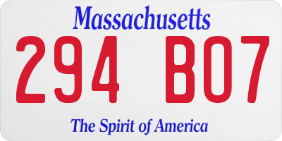 MA license plate 294BO7