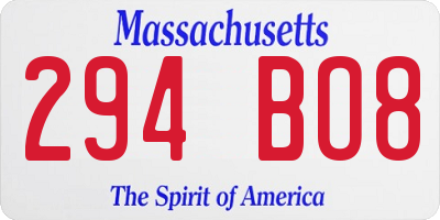 MA license plate 294BO8