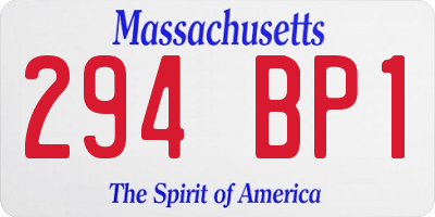 MA license plate 294BP1