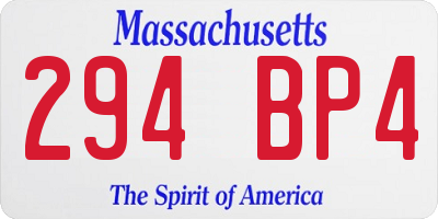 MA license plate 294BP4