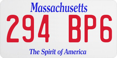 MA license plate 294BP6