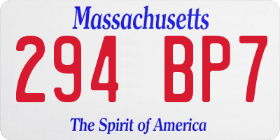 MA license plate 294BP7