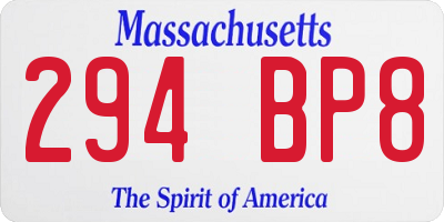 MA license plate 294BP8