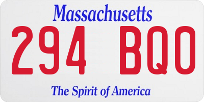 MA license plate 294BQ0