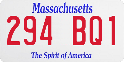 MA license plate 294BQ1