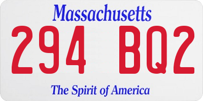 MA license plate 294BQ2