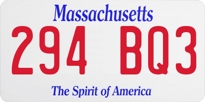 MA license plate 294BQ3