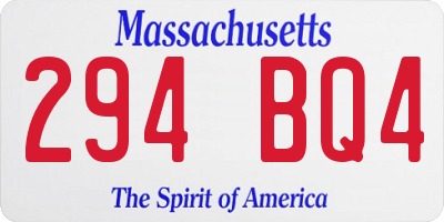 MA license plate 294BQ4
