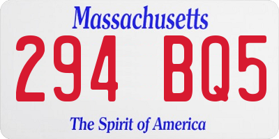 MA license plate 294BQ5