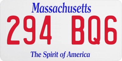 MA license plate 294BQ6