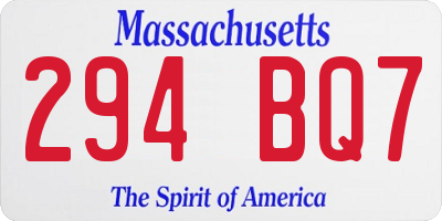 MA license plate 294BQ7