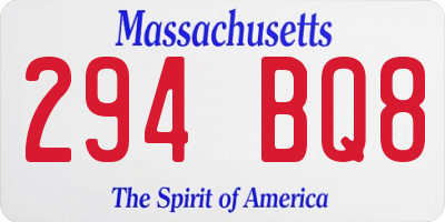 MA license plate 294BQ8