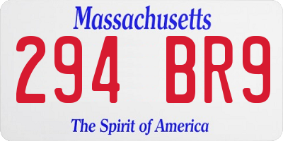 MA license plate 294BR9