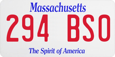 MA license plate 294BS0