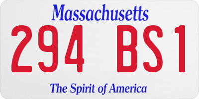 MA license plate 294BS1