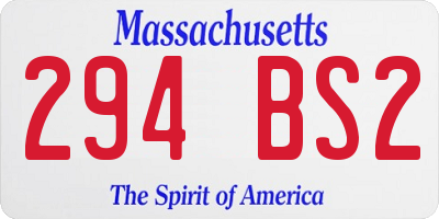 MA license plate 294BS2