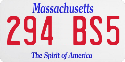 MA license plate 294BS5