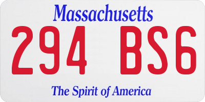 MA license plate 294BS6