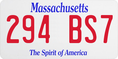 MA license plate 294BS7