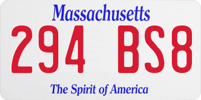 MA license plate 294BS8