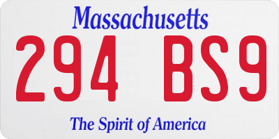 MA license plate 294BS9