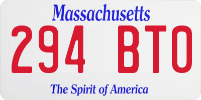 MA license plate 294BT0