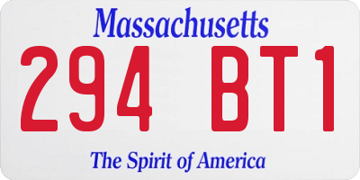 MA license plate 294BT1